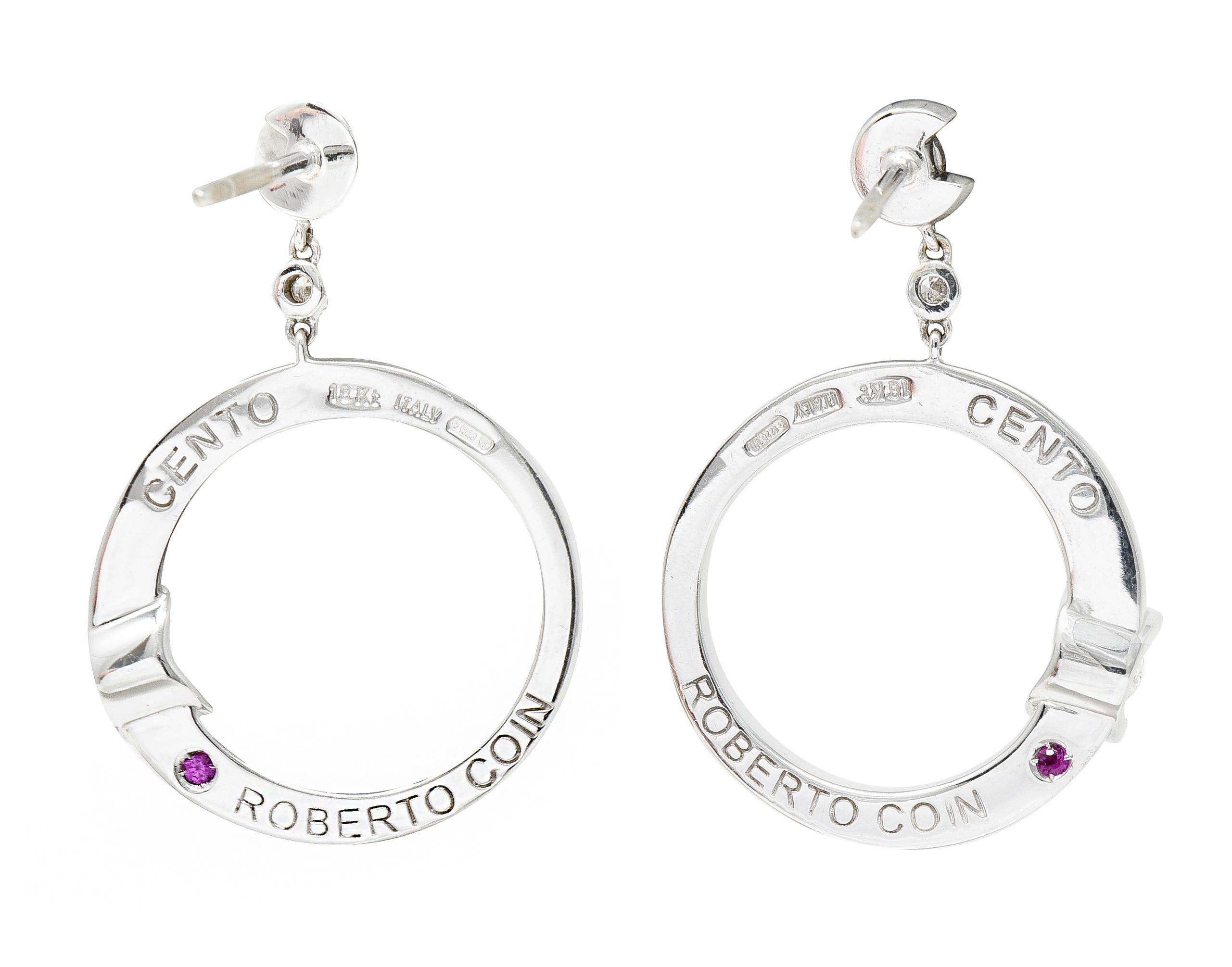 Contemporary Roberto Coin 1.69 Carats Diamond 18 Karat White Gold Cento Drop Earrings