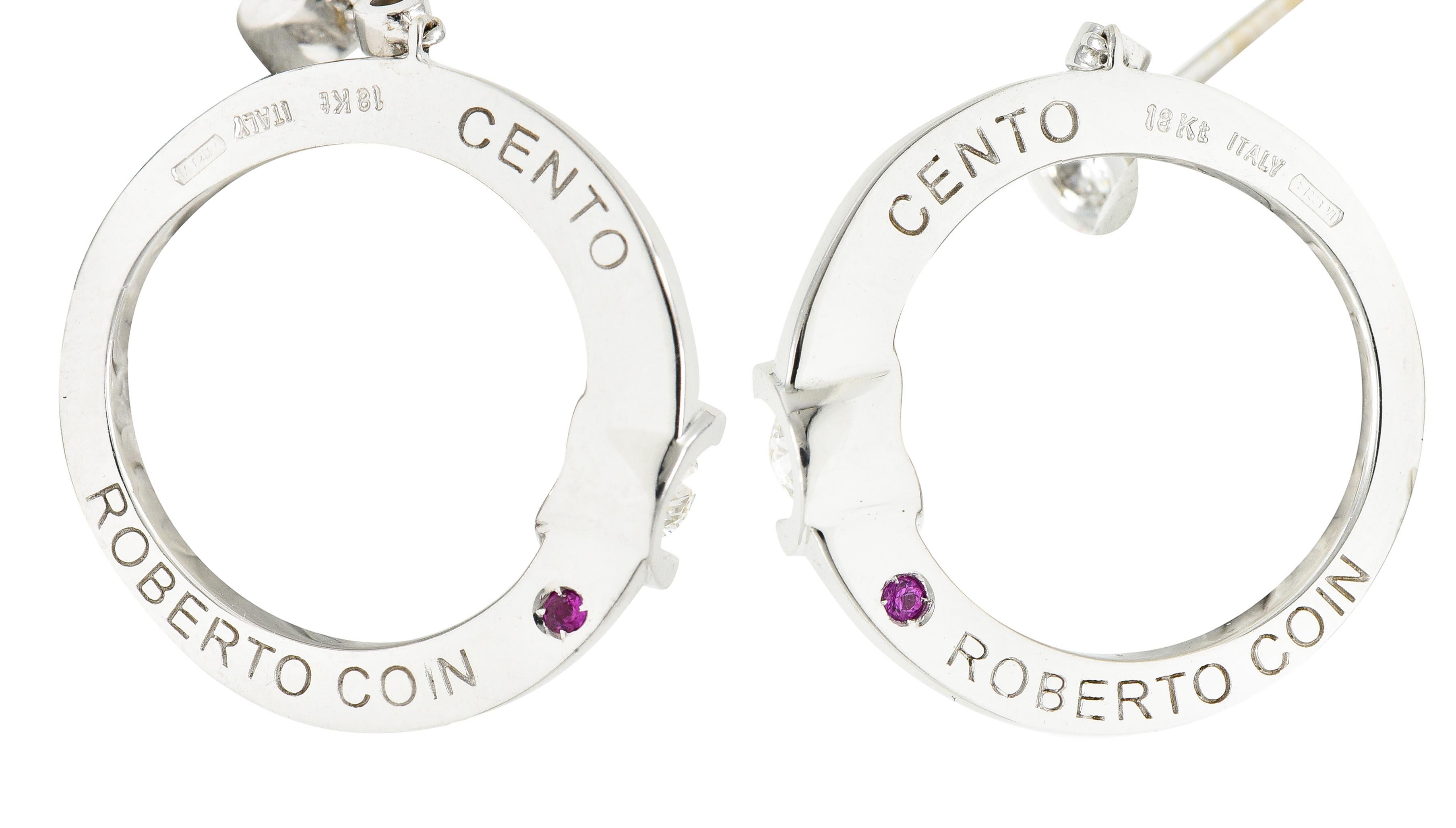Roberto Coin 1.69 Carats Diamond 18 Karat White Gold Cento Drop Earrings In Excellent Condition In Philadelphia, PA