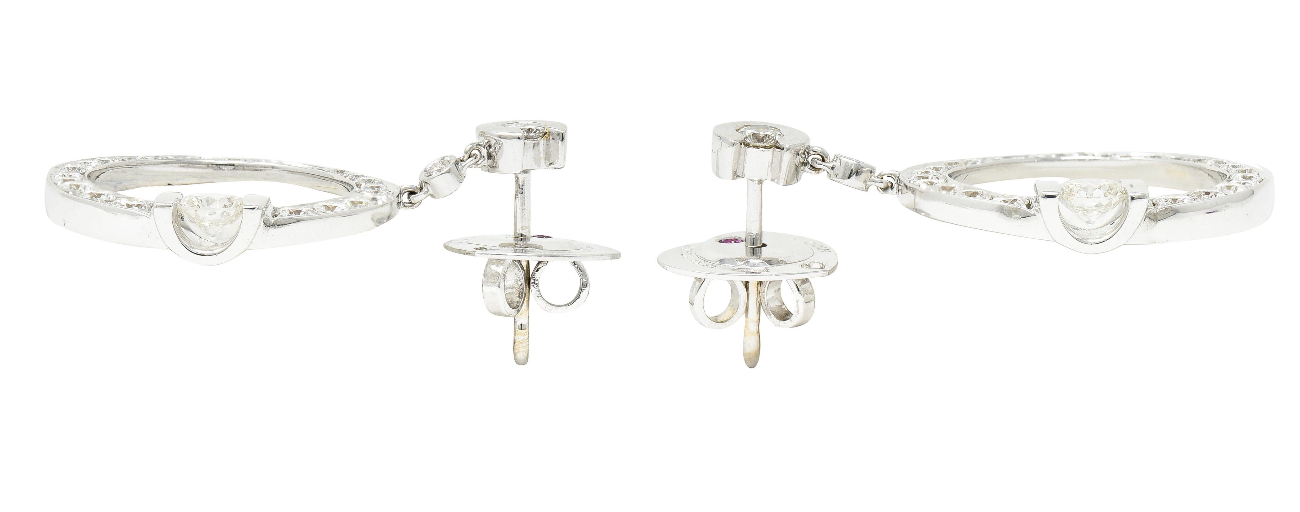 Roberto Coin 1.69 Carats Diamond 18 Karat White Gold Cento Drop Earrings 2