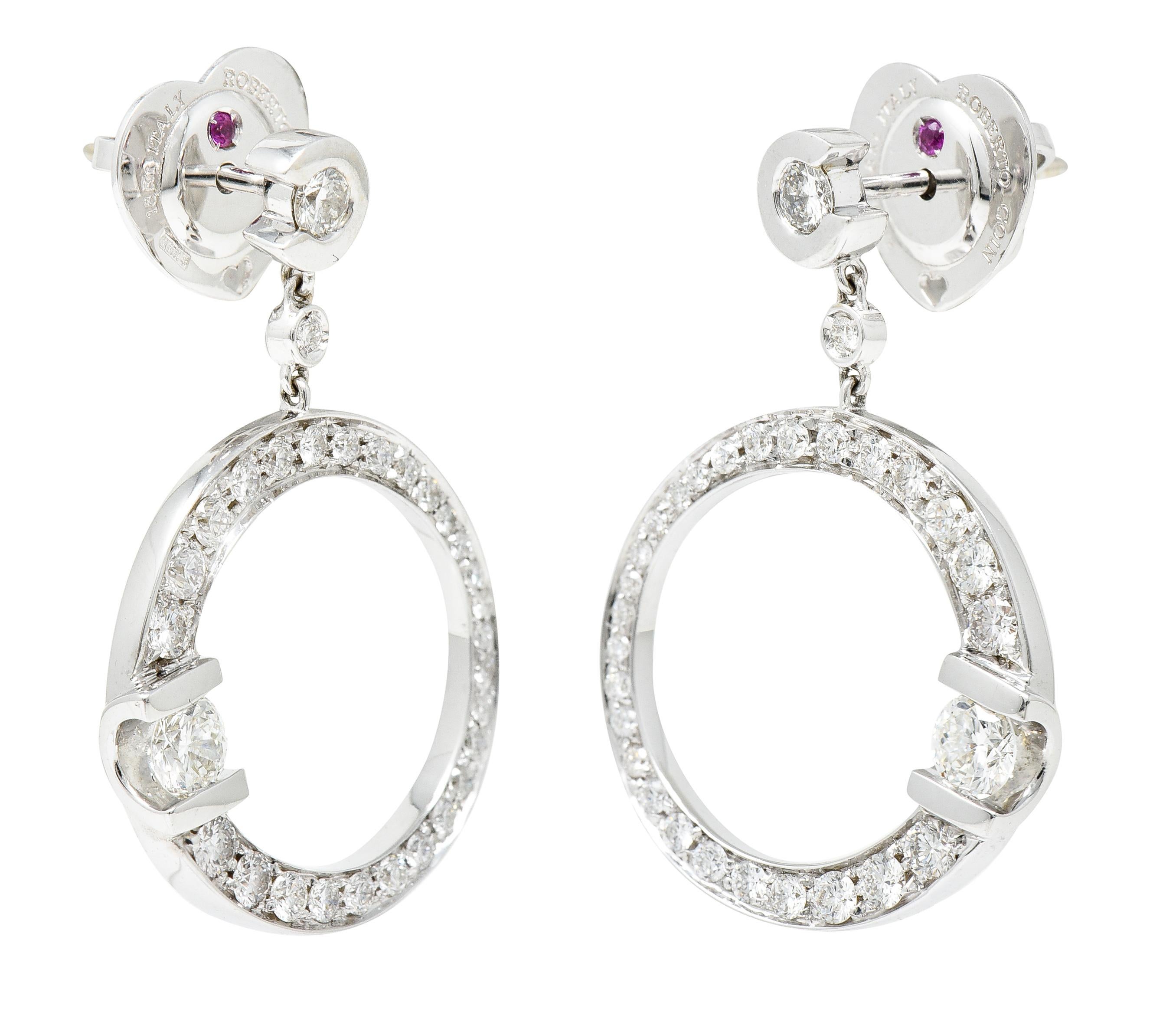 Roberto Coin 1.69 Carats Diamond 18 Karat White Gold Cento Drop Earrings 3