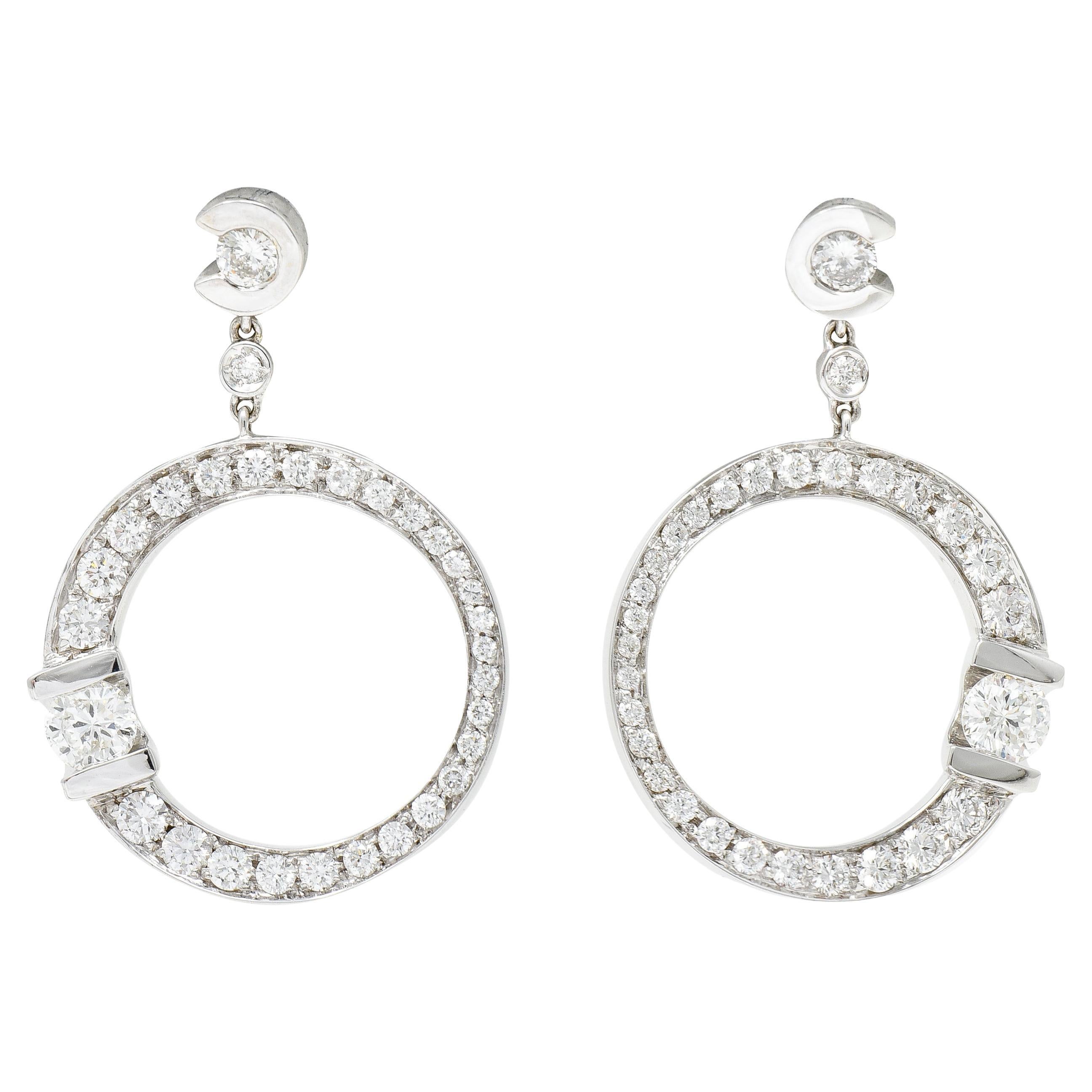 Roberto Coin 1.69 Carats Diamond 18 Karat White Gold Cento Drop Earrings