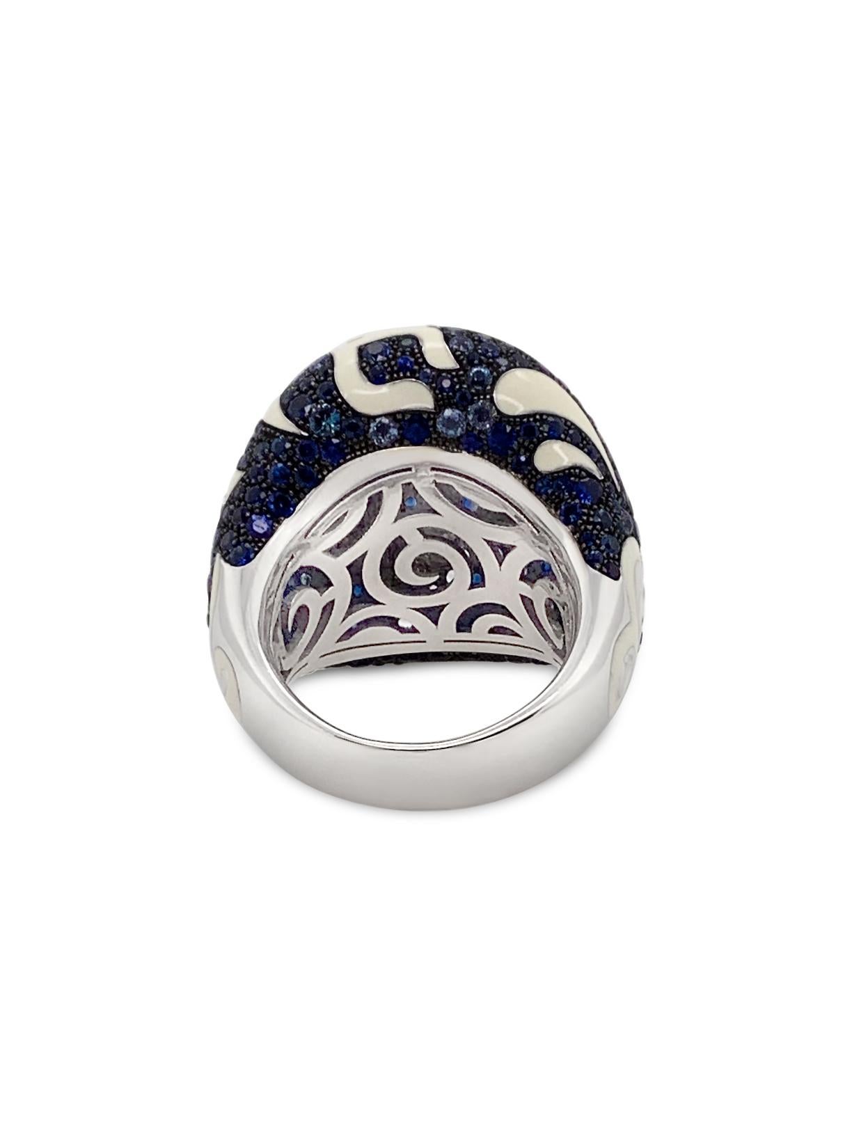 Contemporary Roberto Coin 17.50 Carat Total Weight Sapphire Enamel 18 Karat Gold Dome Ring