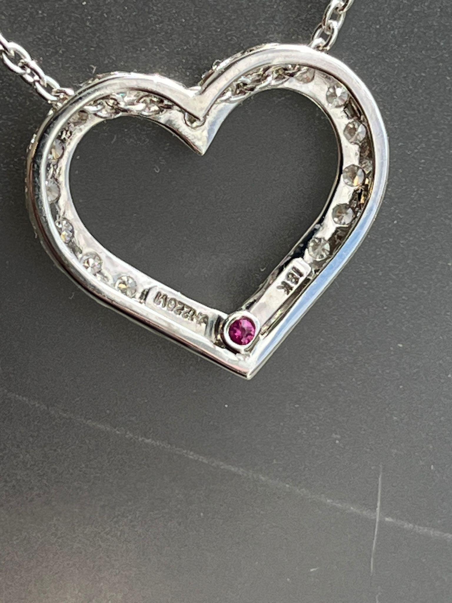 Roberto Coin 1.75ctw Vintage Open Heart Diamond Necklace Pendant 18K White Gold For Sale 6