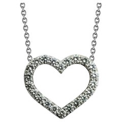 Roberto Coin 1.75ctw Vintage Open Heart Diamond Necklace Pendant 18K White Gold