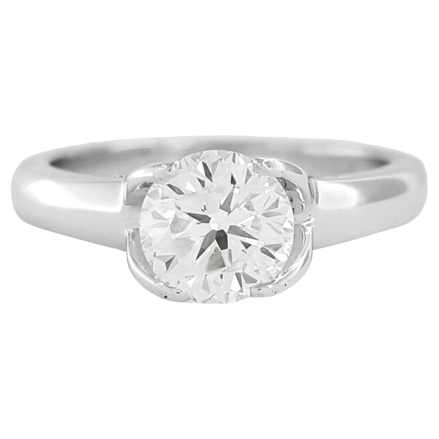 Roberto Coin 18 Carat White Gold Diamond Solitaire Ring For Sale