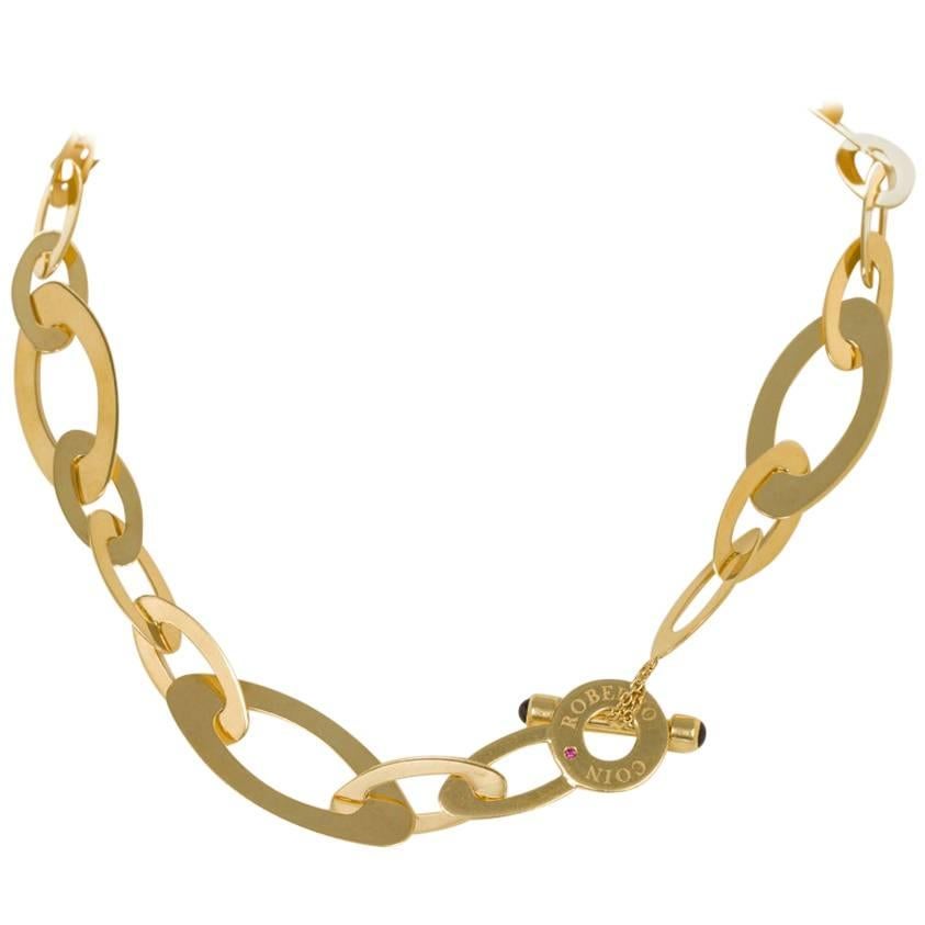 Roberto Coin 18 Karat Chic and Shine Collection Yellow Gold Oval Link Necklace 