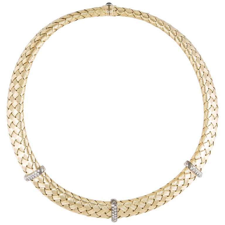 Roberto Coin 18 Karat Diamond Woven Necklace at 1stDibs