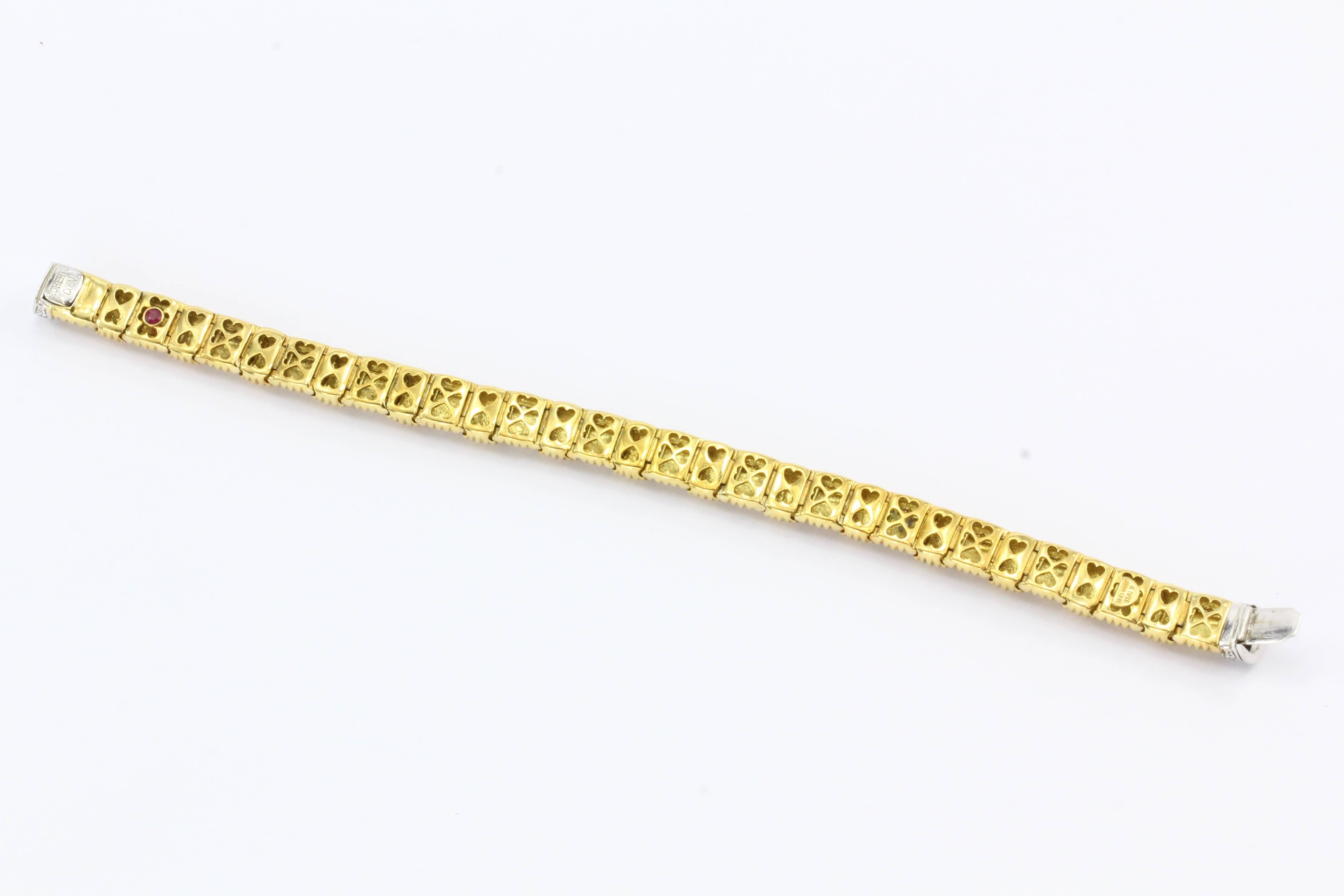 Roberto Coin 18 Karat Gold and Diamond Appassionata One-Row Woven Bracelet 1