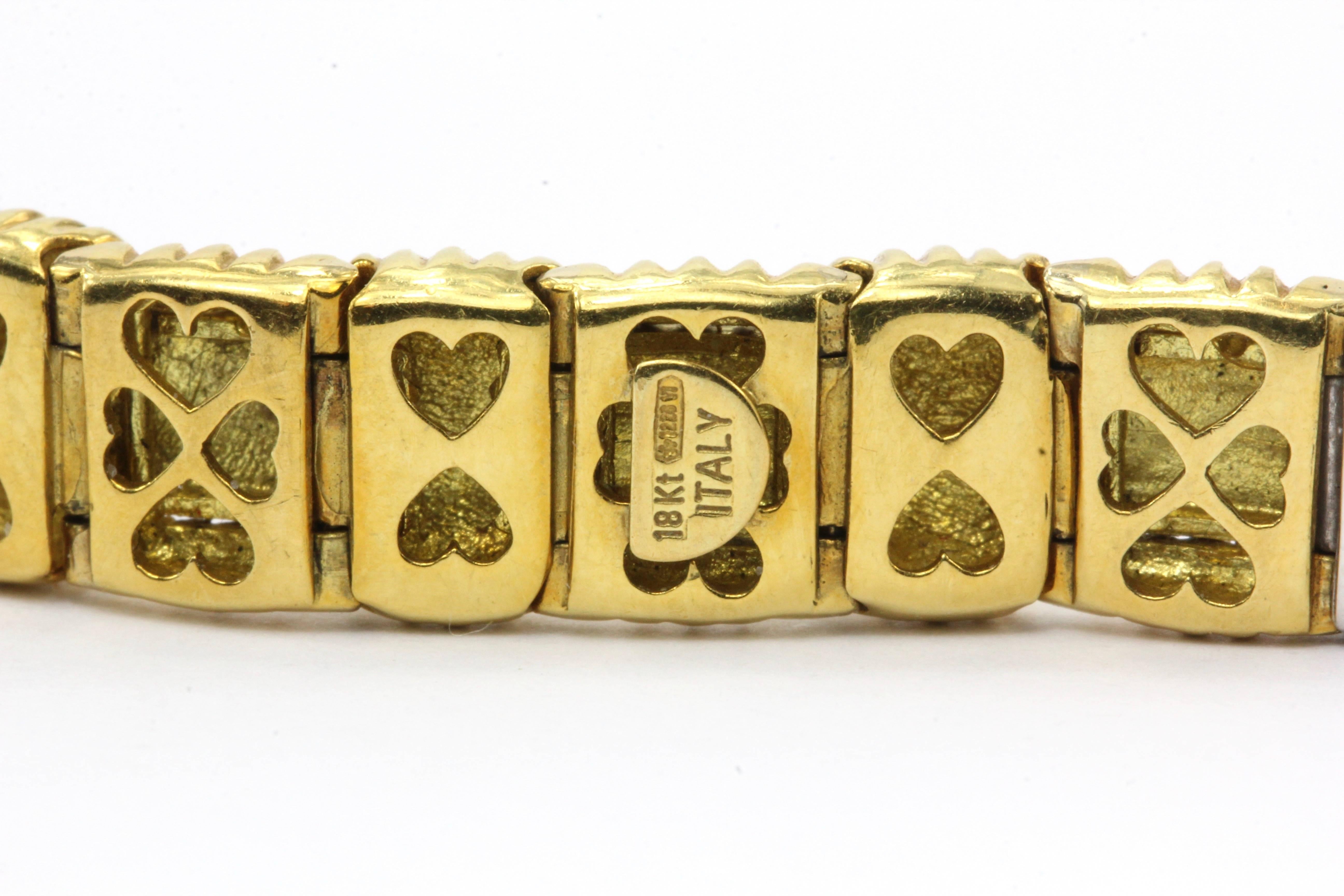 Roberto Coin 18 Karat Gold and Diamond Appassionata One-Row Woven Bracelet 3
