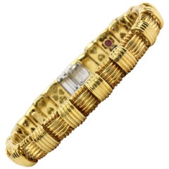 Roberto Coin 18 Karat Gold and Diamond Appassionata One-Row Woven Bracelet