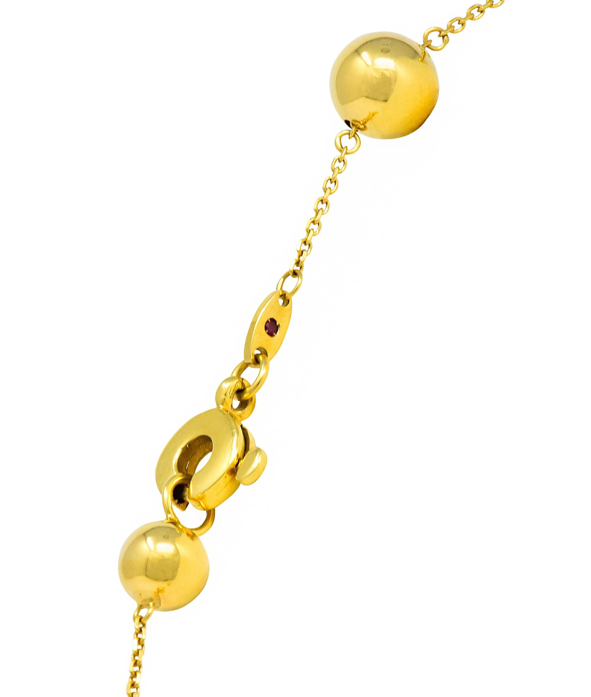 Roberto Coin 18 Karat Gold Pallini Ball Station Necklace Contemporary In Excellent Condition In Philadelphia, PA