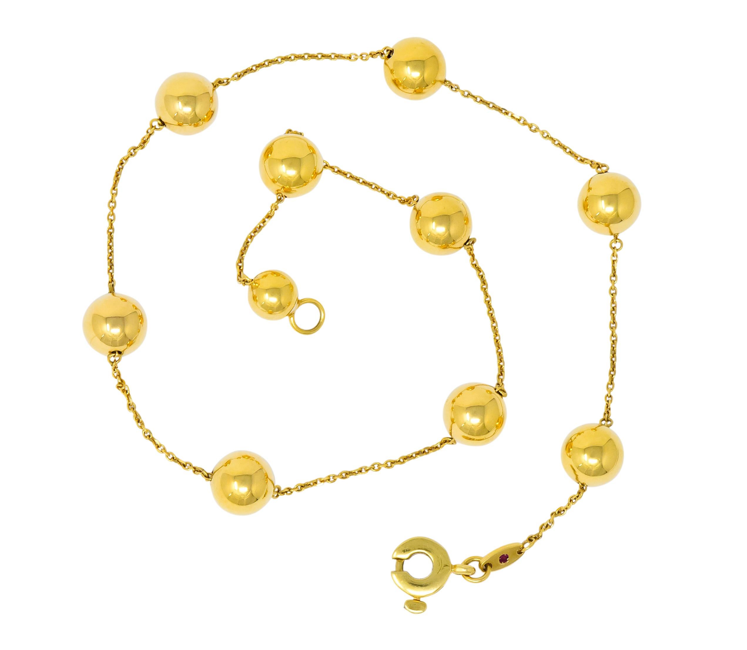 Women's or Men's Roberto Coin 18 Karat Gold Pallini Ball Station Necklace Contemporary