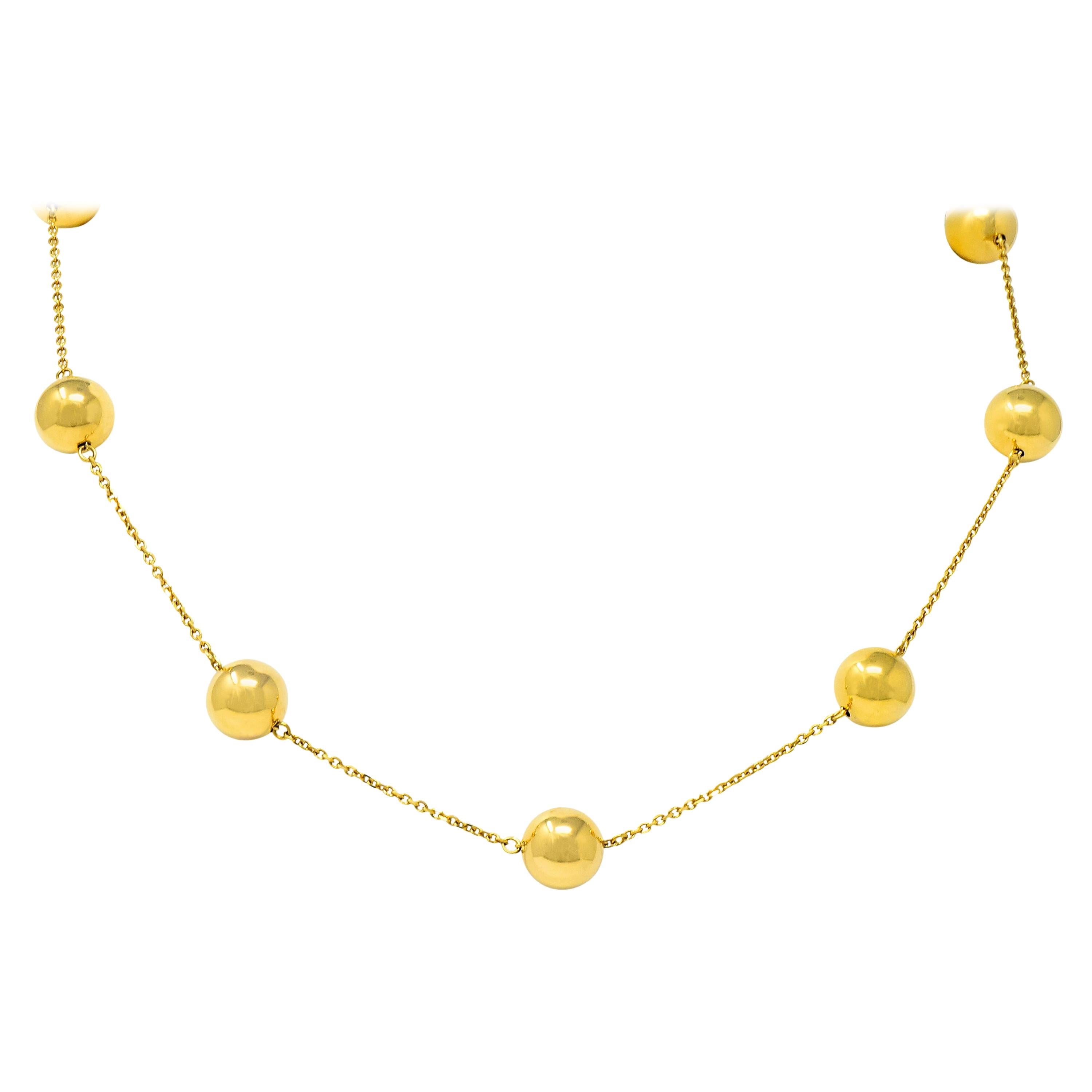 Roberto Coin 18 Karat Gold Pallini Ball Station Necklace Contemporary