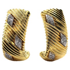 Roberto Coin 18 Karat Gold Diamond Half Hoop Earrings