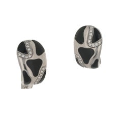 Roberto Coin Diamond Onyx Earrings in 18 Karat Gold 