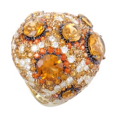 Roberto Coin 18 Karat Gold Orange Citrine and Topaz and Diamond Cocktail Ring