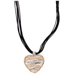 Roberto Coin 18 Karat Rose and White Gold Diamond Elefantino Heart Pendant