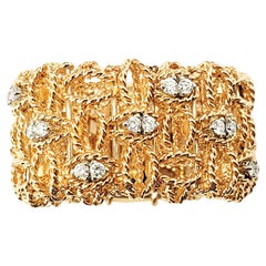 Roberto Coin 18 Karat Rose Gold and Diamond Barocco Mesh Ring