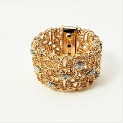 Roberto Coin 18 Karat Rose Gold and Diamond Barocco Mesh Ring
