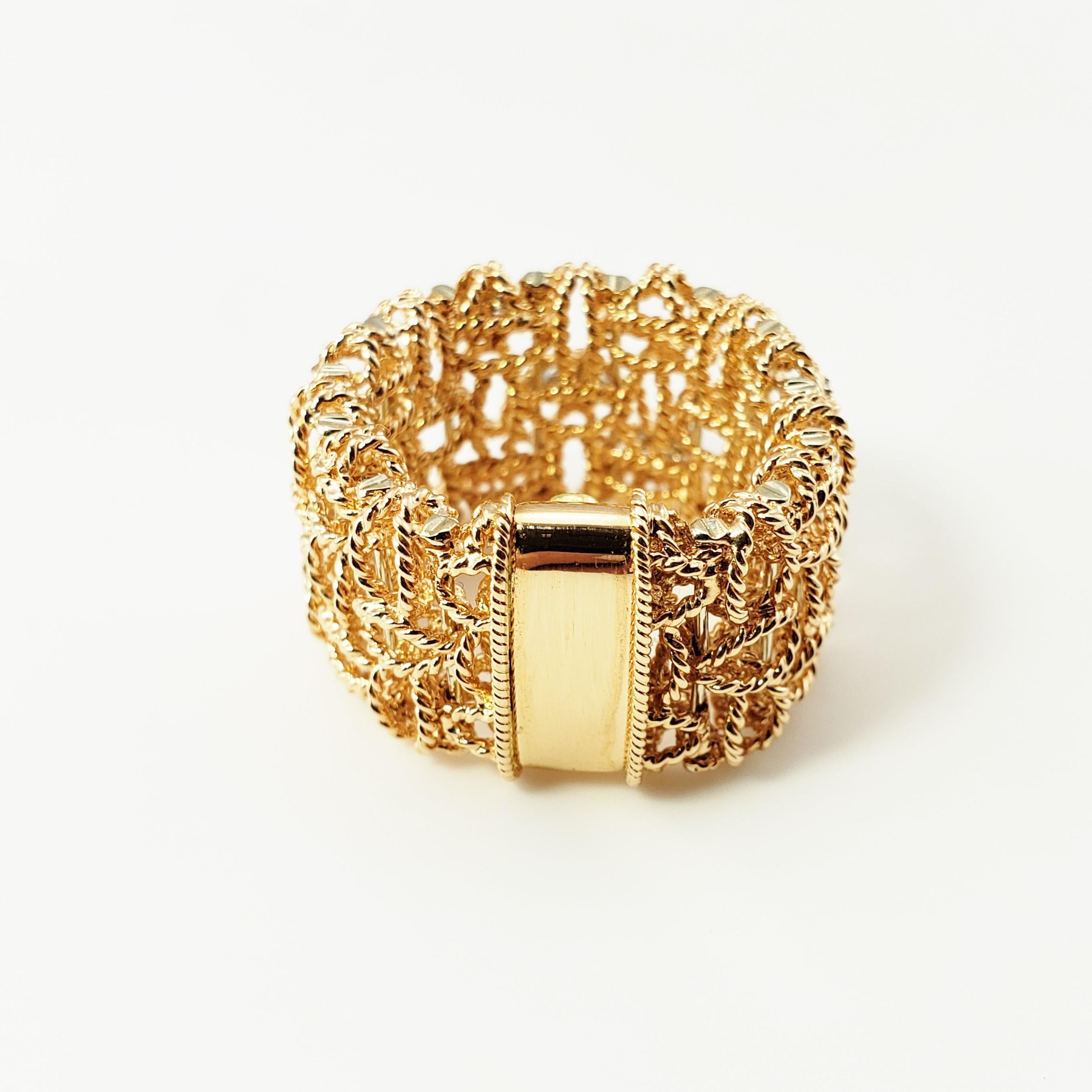 Women's Roberto Coin 18 Karat Rose Gold and Diamond Barocco Mesh Ring