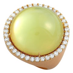 Roberto Coin 18 Karat Rose Gold Diamond and Lemon Quartz Ring