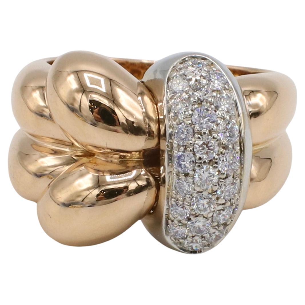 Roberto Coin 18 Karat Rose Gold Natural Diamond Twist Ring  For Sale