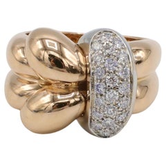 Roberto Coin 18 Karat Rose Gold Natural Diamond Twist Ring 