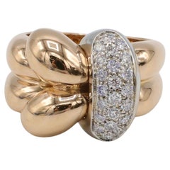 Roberto Coin 18 Karat Rotgold Natürlicher Diamant Twist Ring 