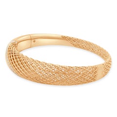Roberto Coin Pulsera de oro rosa de 18 quilates con diamantes redondos y seda abierta