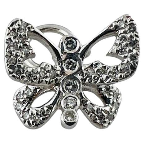 Roberto Coin 18 Karat White Gold and Diamond Butterfly Pendant #16637 For Sale