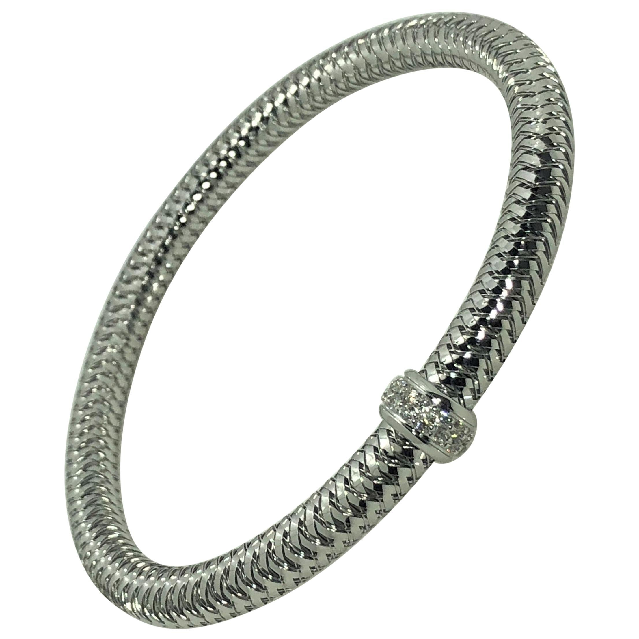 Roberto Coin 18 Karat White Gold and Diamond "Primevera" Bracelet For Sale