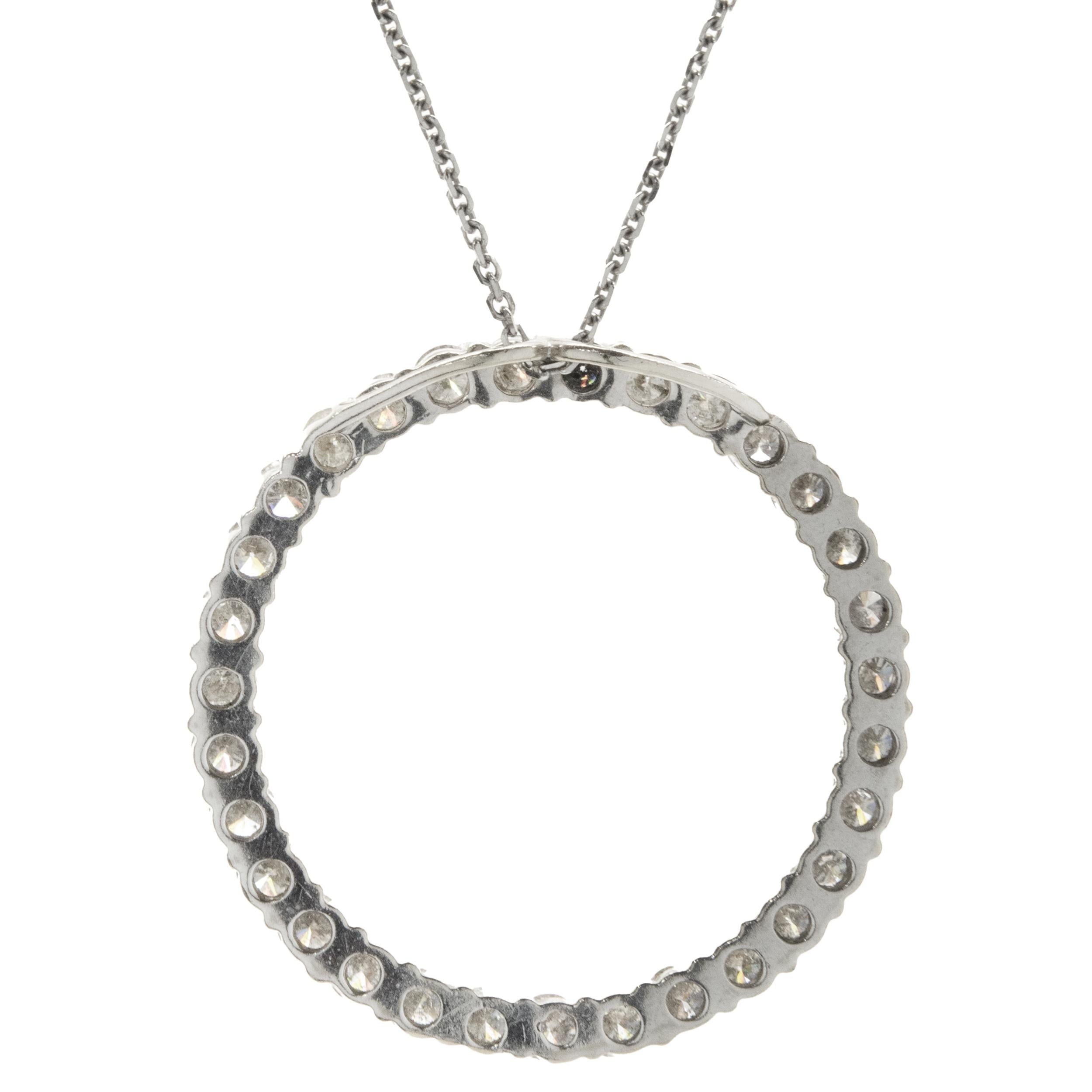 Designer: Roberto Coin 
Material: 18K white gold
Diamonds: 34 round brilliant cut = 2.04cttw
Color: G
Clarity: SI1
Dimensions: This necklace measures 20 inches in length
Weight: 11.36 grams
