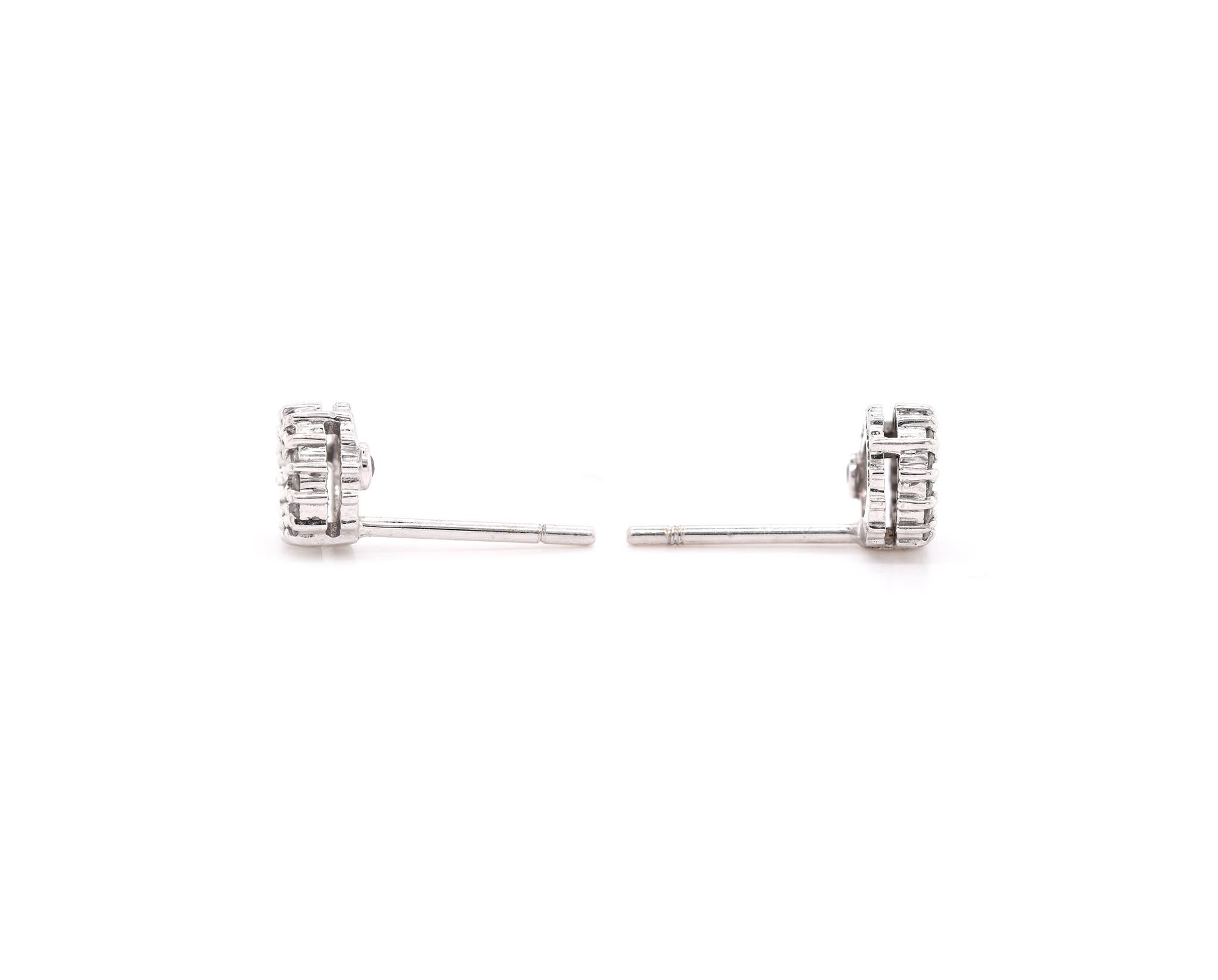 Roberto Coin 18 Karat White Gold Diamond Circle Stud Earrings In Excellent Condition For Sale In Scottsdale, AZ