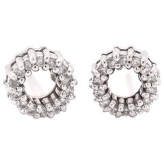 Roberto Coin Pendientes de oro blanco de 18 quilates con diamantes en forma de círculo