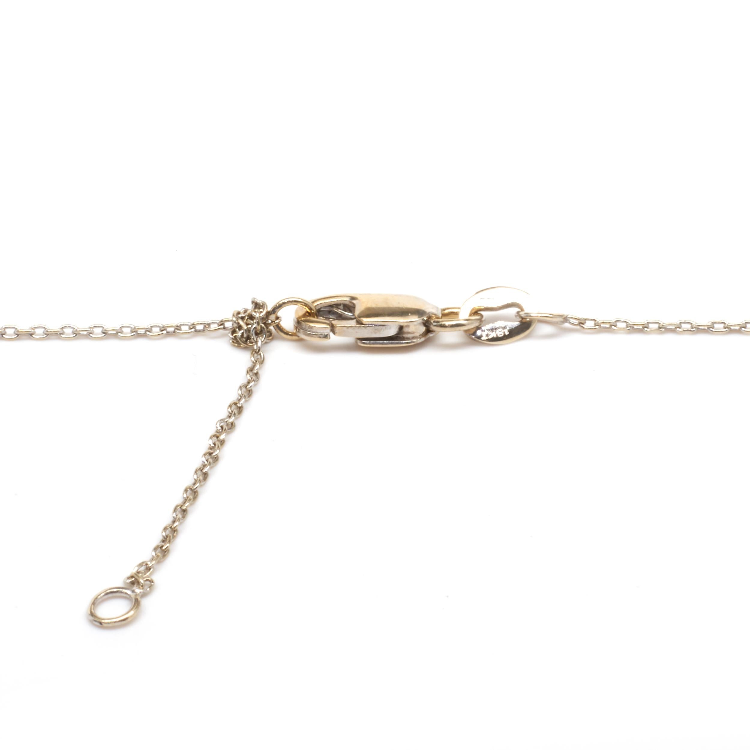 Round Cut Roberto Coin 18 Karat White Gold Diamond Peace Sign Necklace