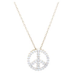 Roberto Coin 18 Karat White Gold Diamond Peace Sign Necklace
