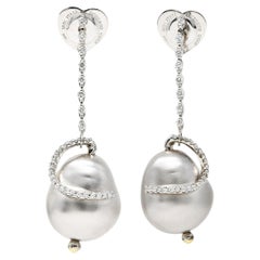 Roberto Coin 18 Karat White Gold Perl L'Amore Drop Earrings