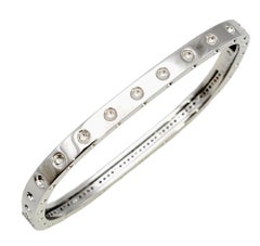 Roberto Coin Pois Moi Pavé Diamond Squared Bangle Bracelet 18 Karat White Gold