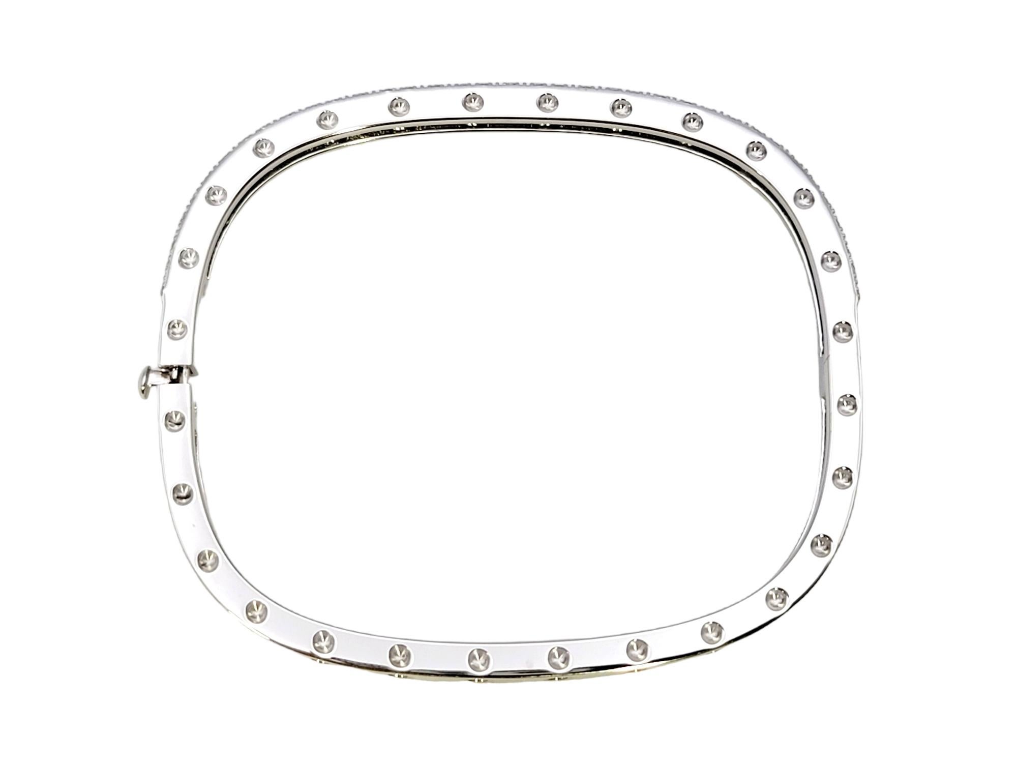 Roberto Coin Bracelet jonc carré Pois Moi en or blanc 18 carats avec pavé de diamants en vente 2