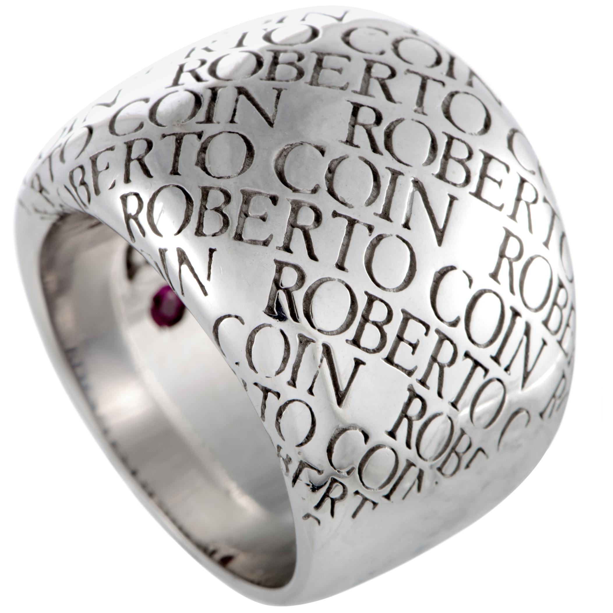 Roberto Coin 18 Karat White Gold Signature Ring