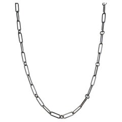 Roberto Coin 18 Karat White Gold Thin Paper Clip Chain Link Necklace