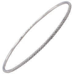 Roberto Coin 18 Karat White Gold Thin Pavé Diamond Bangle Bracelet