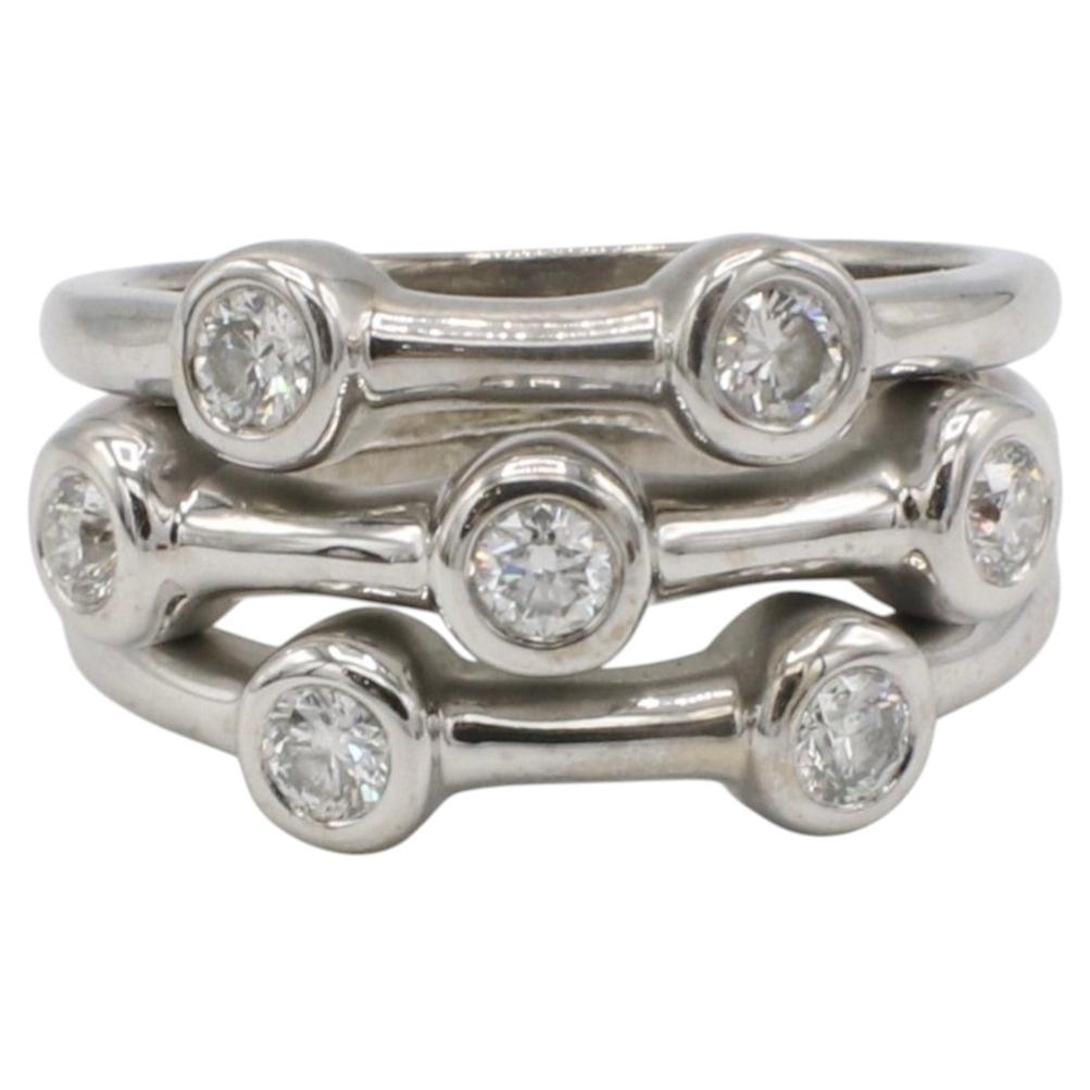 Roberto Coin 18 Karat White Gold Three Row Diamond Band Ring