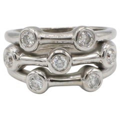 Roberto Coin Anello a fascia con tre file di diamanti in oro bianco 18 carati