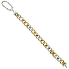 Roberto Coin 18 Karat Yellow and White Gold Diamond Ruby Link Bracelet