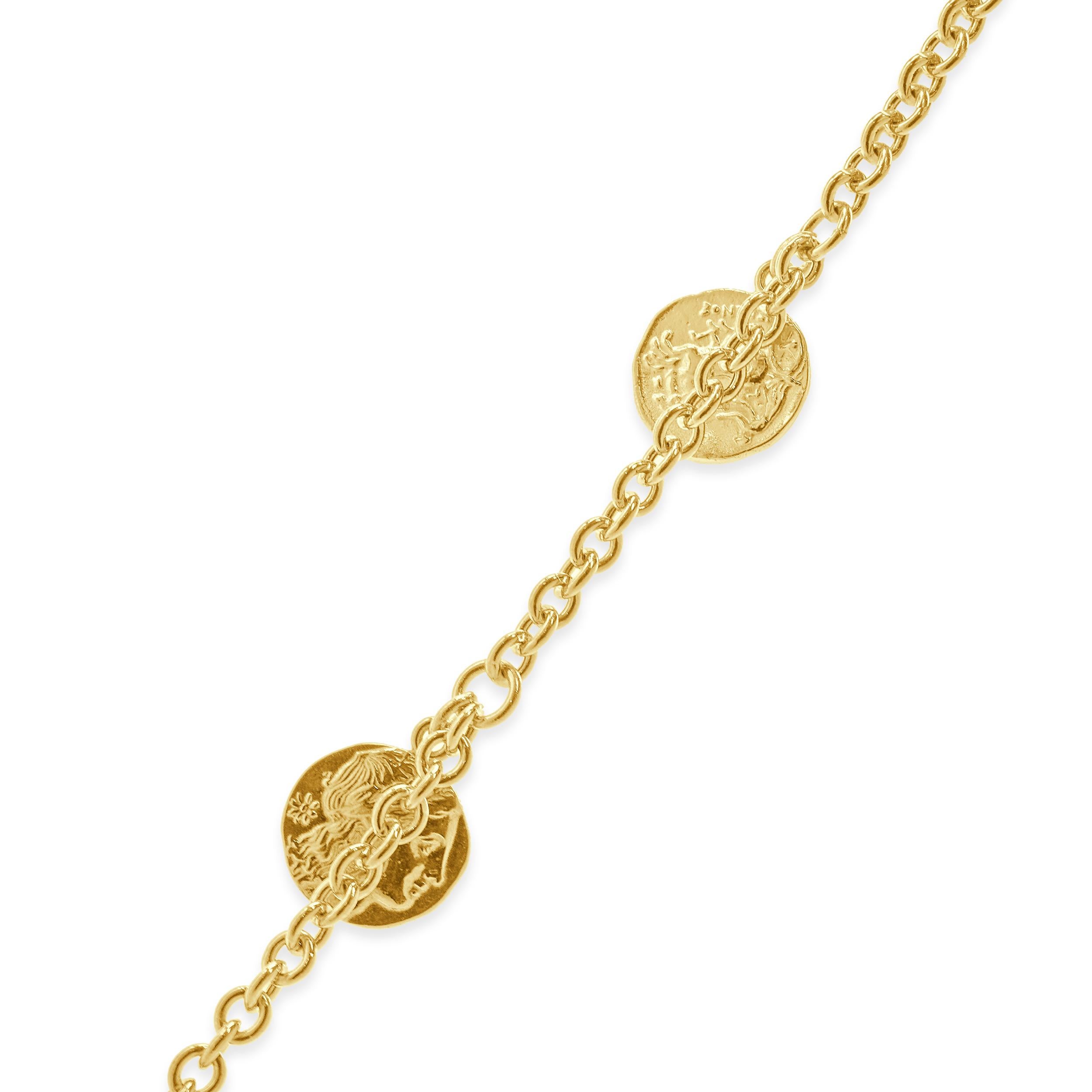 Women's Roberto Coin 18 Karat Yellow Gold 17 Station Coin Necklace