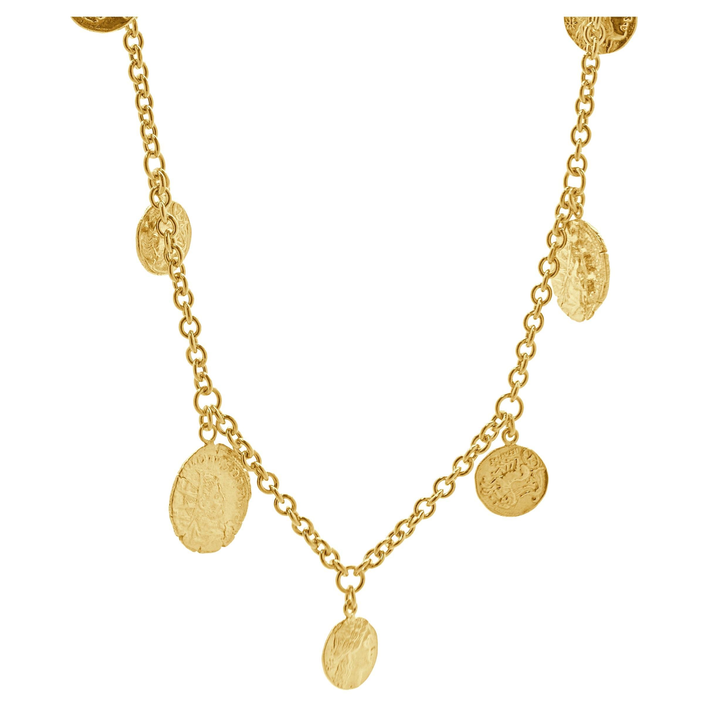 Roberto Coin 18 Karat Yellow Gold 17 Station Coin Necklace