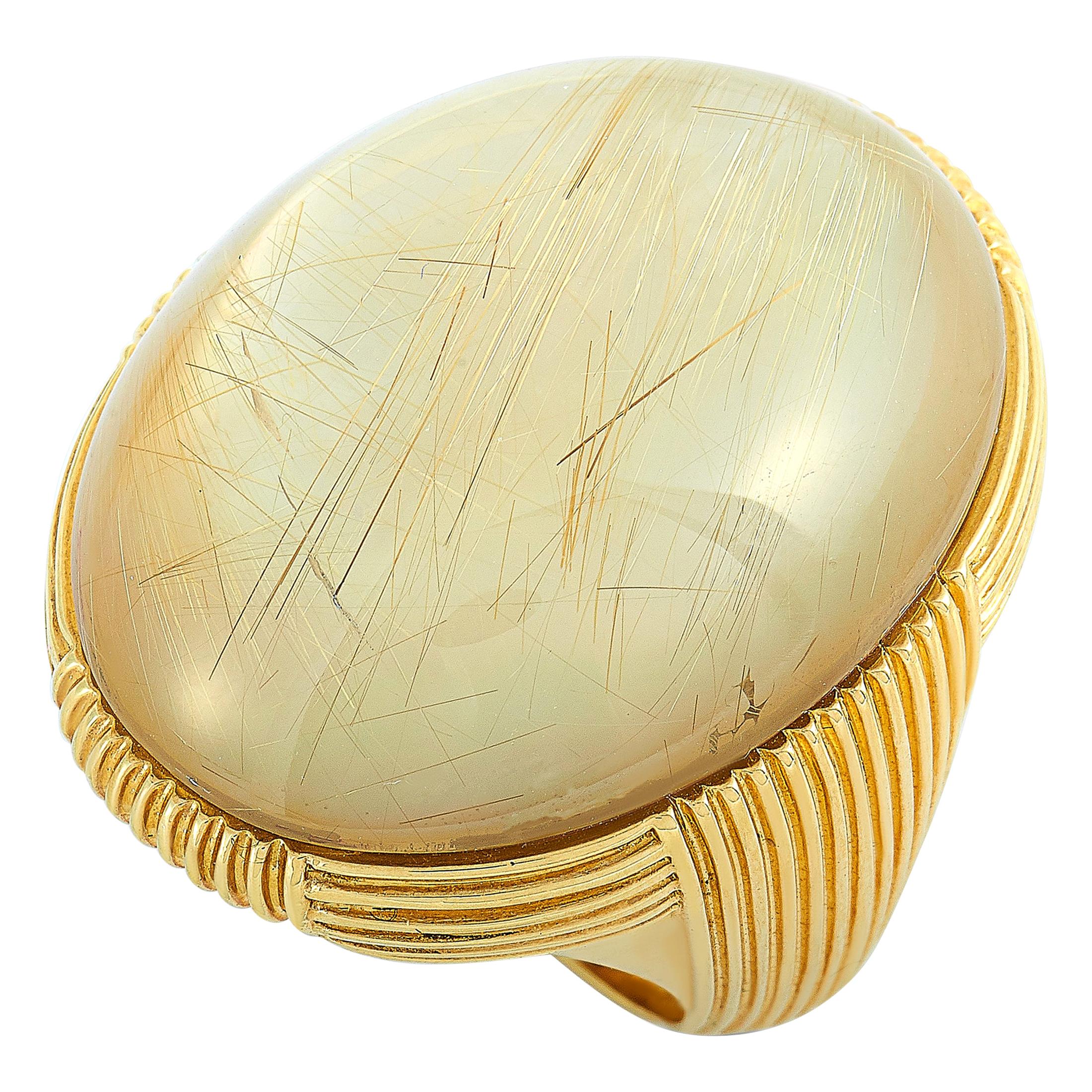 Roberto Coin 18 Karat Yellow Gold and Rutilated Mother of Pearl Ring