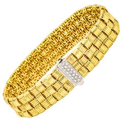 Roberto Coin 18 Karat Yellow Gold Appassionata Diamond Clasp 3-Row Bracelet