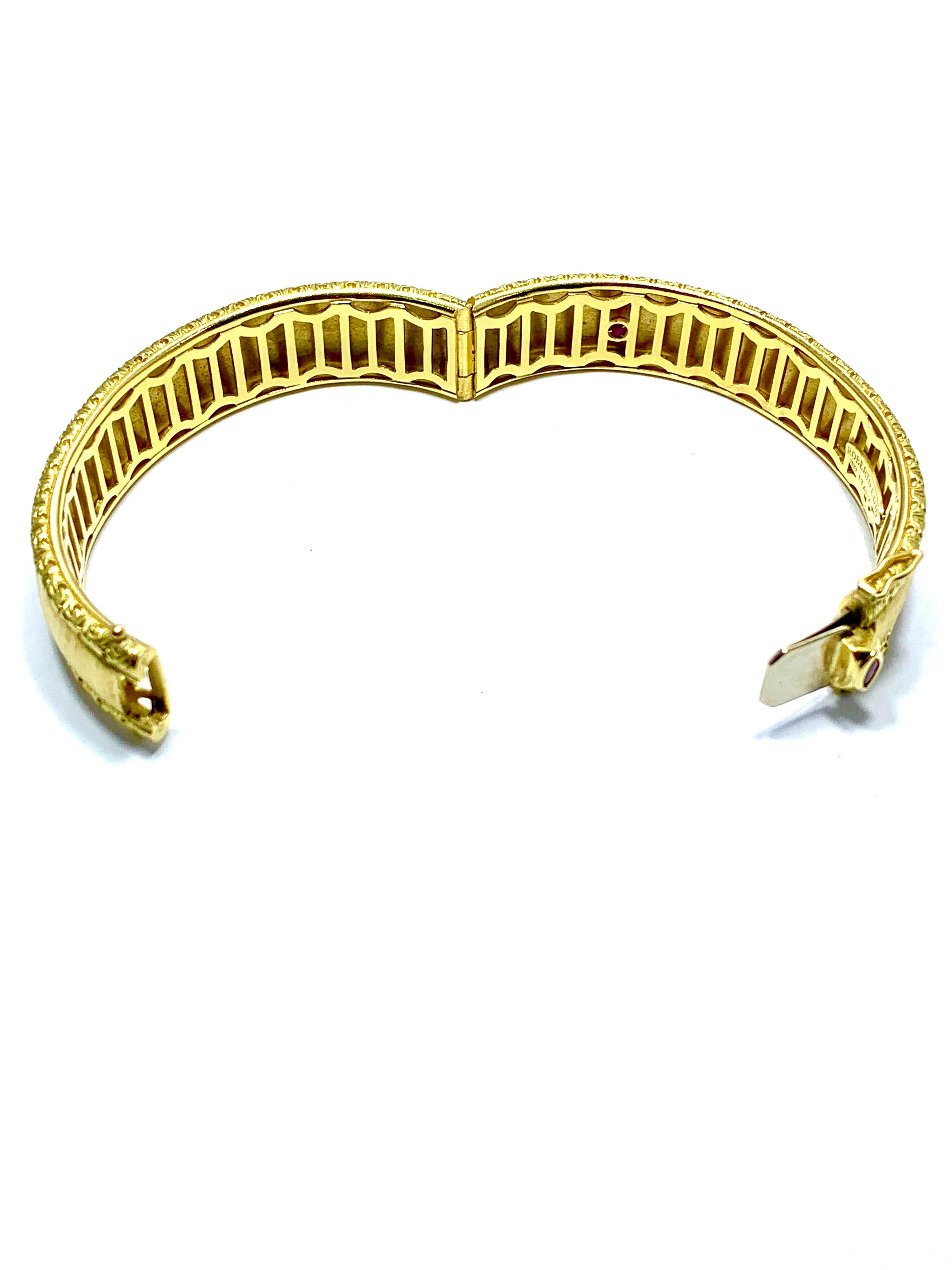 Roberto Coin 18 Karat Yellow Gold Bangle Bracelet with a Ruby Clasp 1
